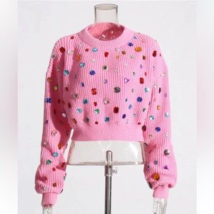 Bejeweled Pink Sweater